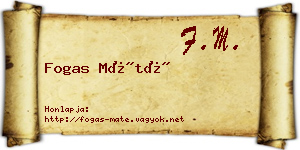 Fogas Máté névjegykártya