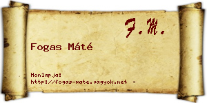 Fogas Máté névjegykártya