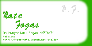 mate fogas business card